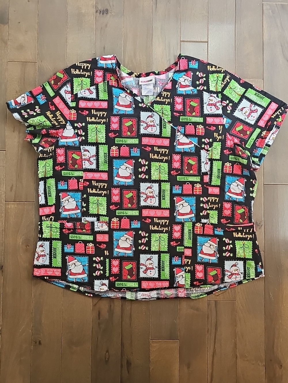 Scrubstar Women's Christmas Holiday Scrub TOP, 2XL